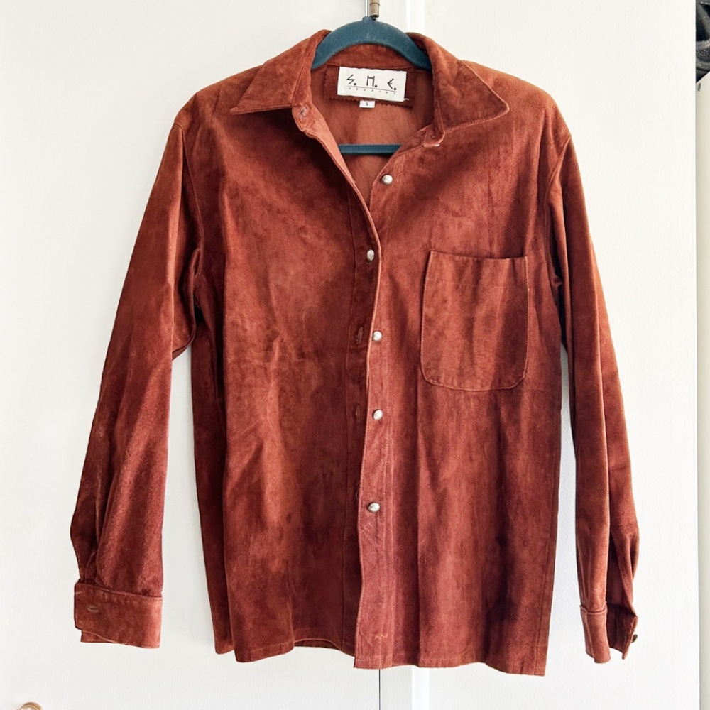 Vintage Suede Brown Botton Up - S